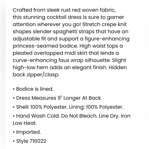 Lulus Women's Reinette Rust Red Faux Wrap Pleated Overlap Sleveless Midi Dress - Picture 6 of 16